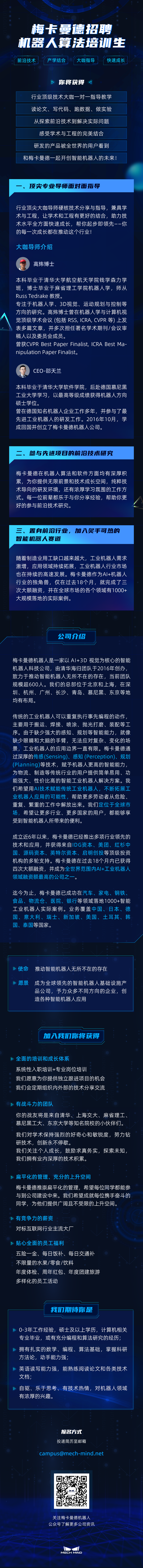 梅卡曼德招聘機器人算法培訓生 | 產學結合 大咖指導 前沿技術 快速成長